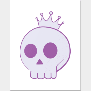 cartoon skull with crown Posters and Art